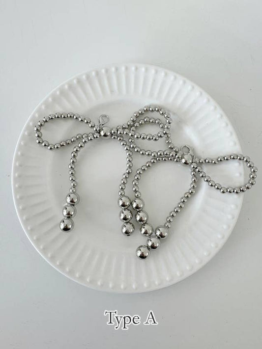 Polie Shoe Clip | Metallic Ball Bead Ribbon Shoe Charm