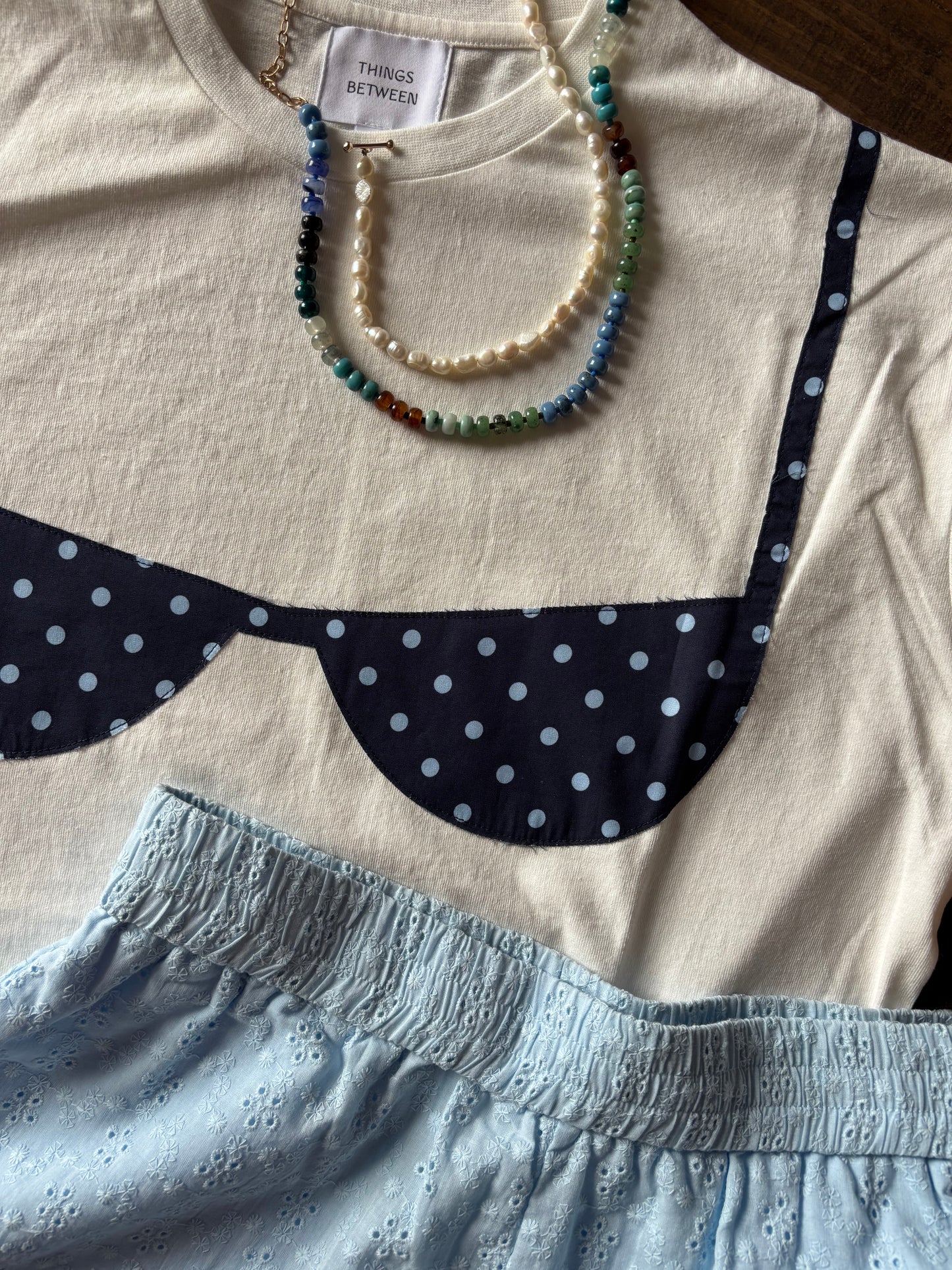 Bikini Tee ( blue + dots )