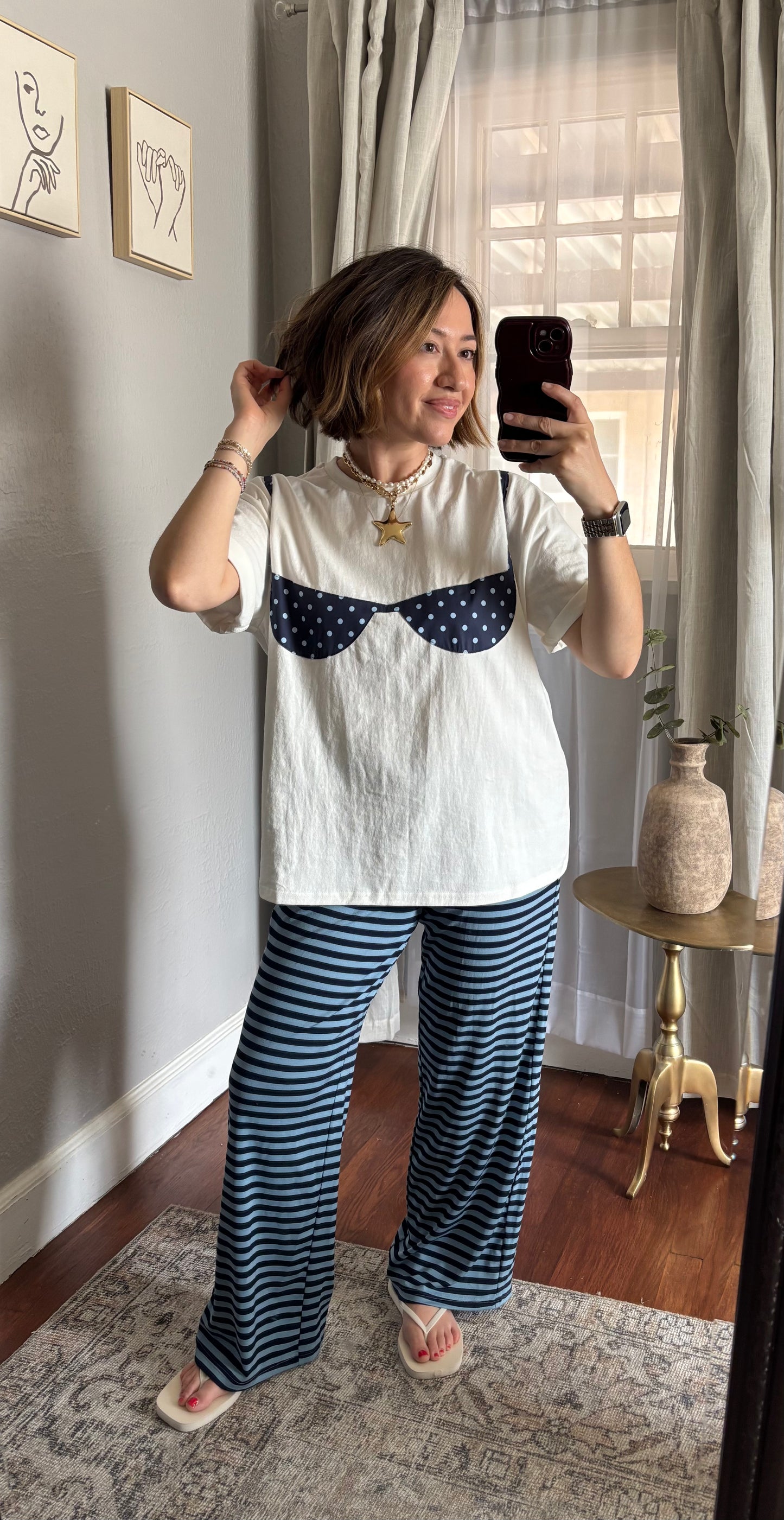 Bikini Tee ( blue + dots )