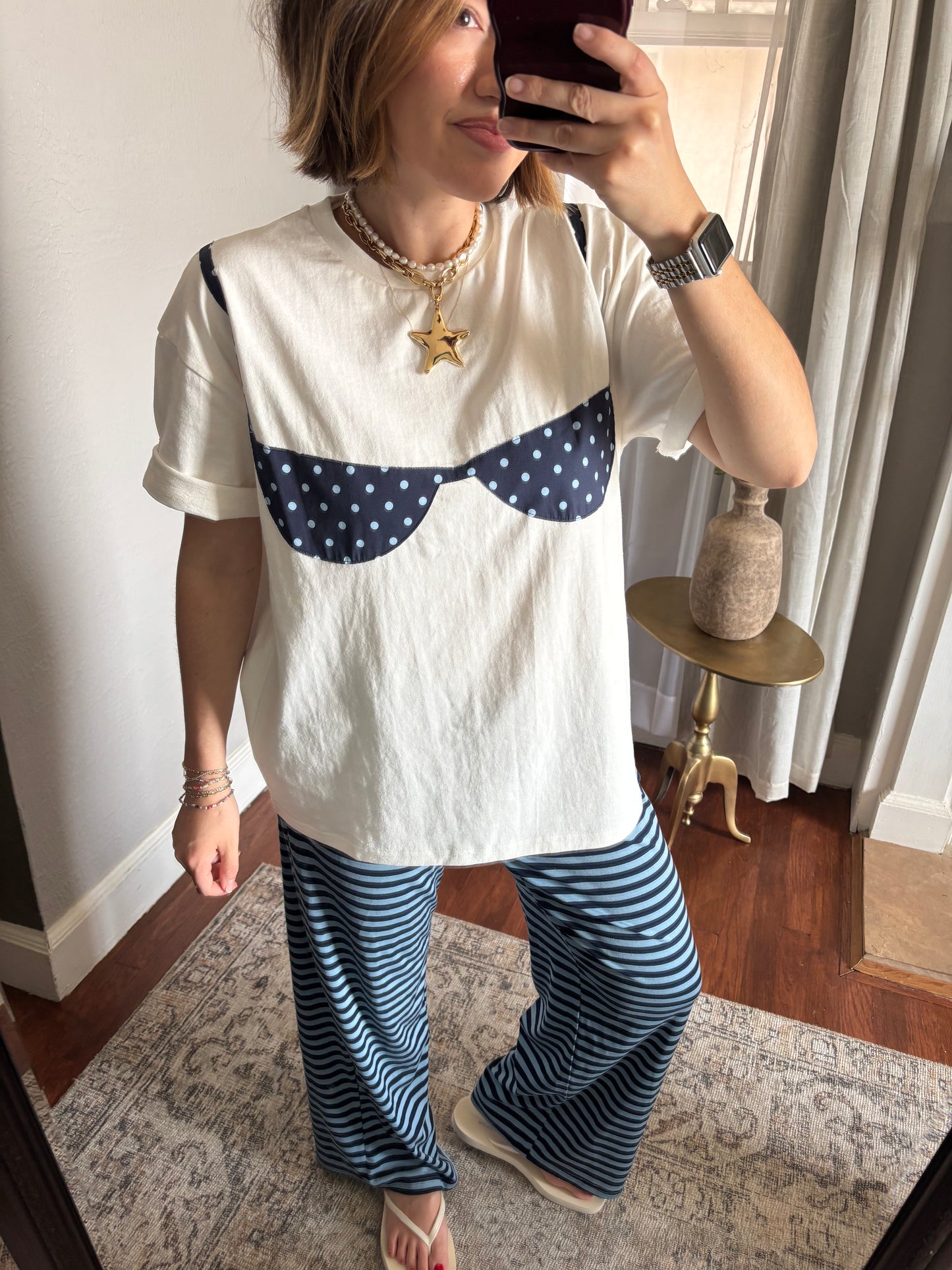 Bikini Tee ( blue + dots )