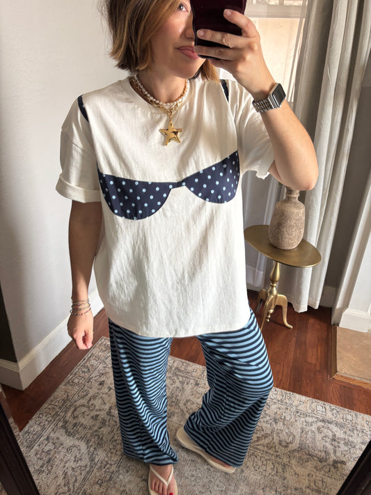 Bikini Tee ( blue + dots )